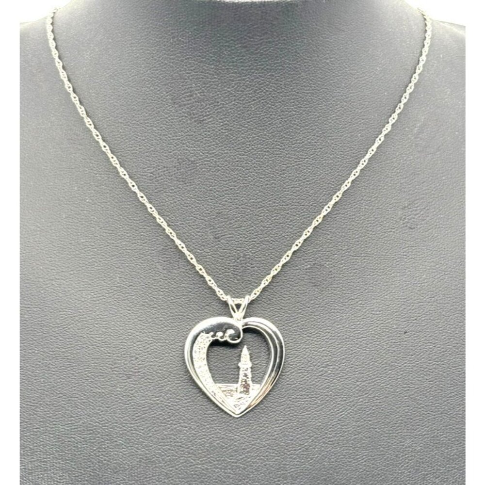 Thomas Kinkade Sterling Silver Pave Diamonds, Beacon of Hope Lighthouse Necklace - Picture 2 of 11